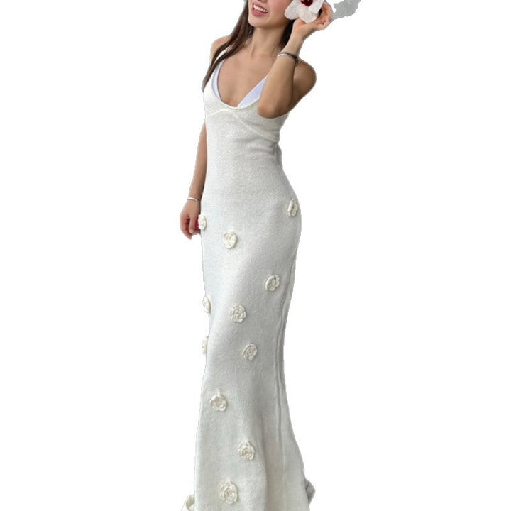 Damen Elegantes gehäkeltes Maxikleid mit floralen Applikationen Echo Archiv