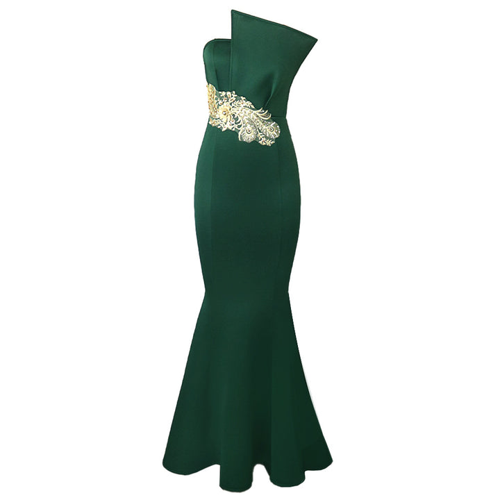 Damen elegantes Abendkleid mit asymmetrischem Design und kunstvoller Stickerei Echo Archiv