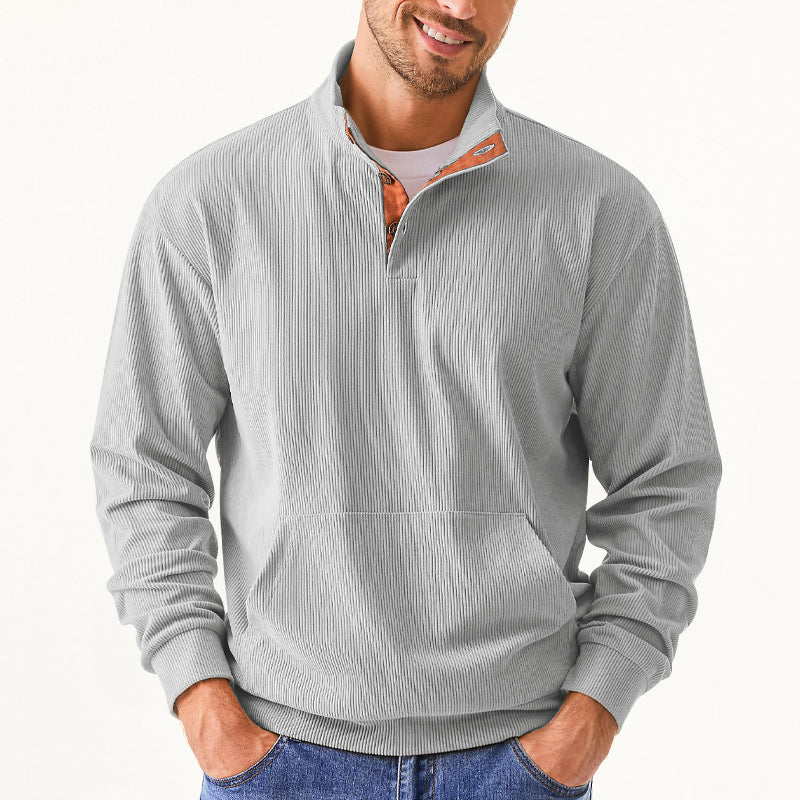 Herren Freizeitpullover mit strukturiertem Design und Knopfleiste Echoarchiv