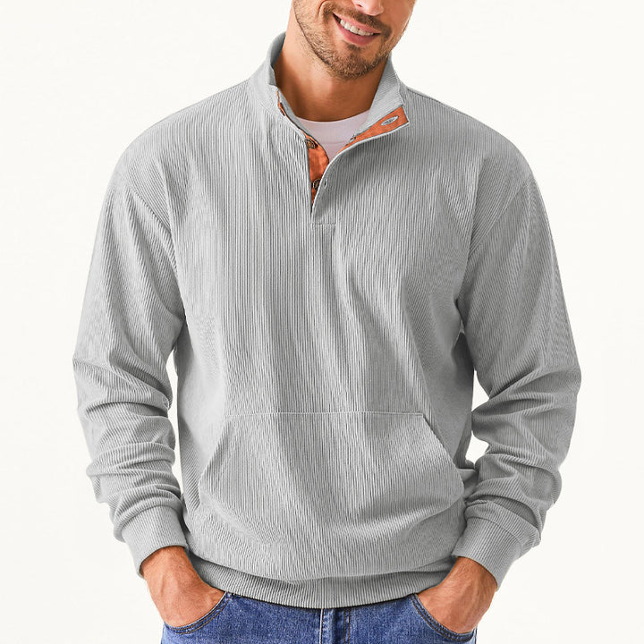 Herren Freizeitpullover mit strukturiertem Design und Knopfleiste Echoarchiv