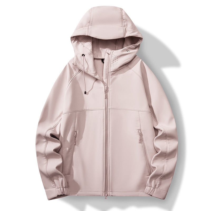 Herren Atmungsaktive Softshell-Hybridjacke mit Kapuze, Fleece-Innenfutter und Zwei-Wege-Reißverschluss Echoarchiv