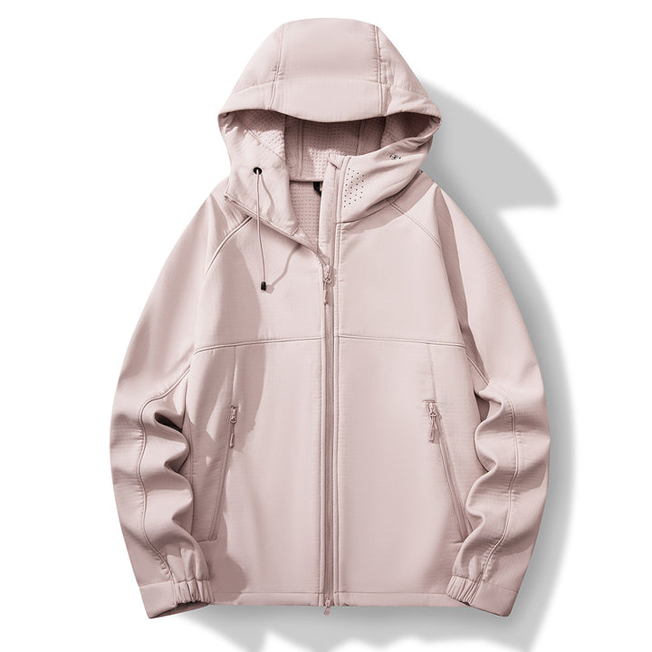 Herren Atmungsaktive Softshell-Hybridjacke mit Kapuze, Fleece-Innenfutter und Zwei-Wege-Reißverschluss Echoarchiv