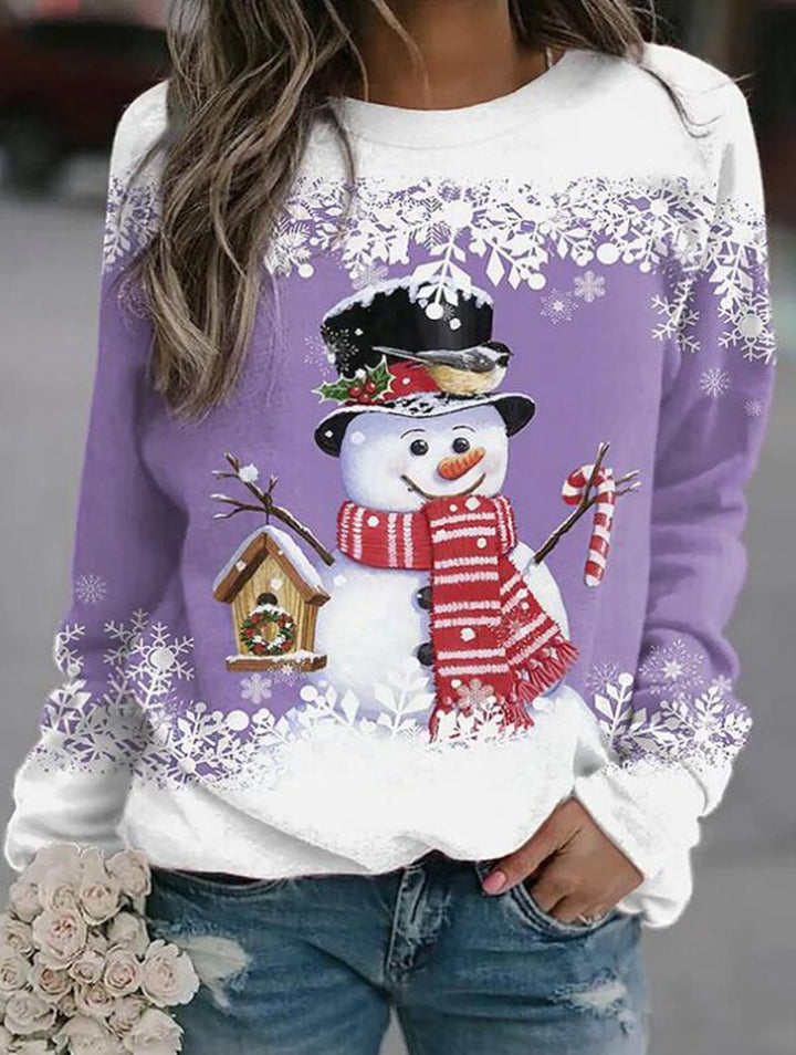 Damen nan weihnachtliches Sweatshirt mit Schneemann-Motiv und Rundhalsausschnitt Echo Archiv