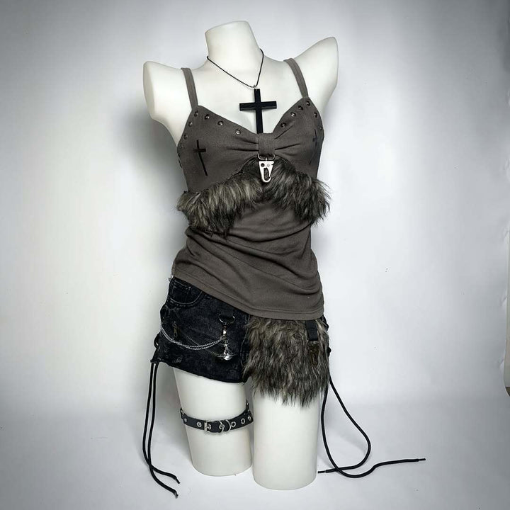 Damen Kreatives Top mit dekorativen Rüschen und schulterfreiem Design Echo Archiv