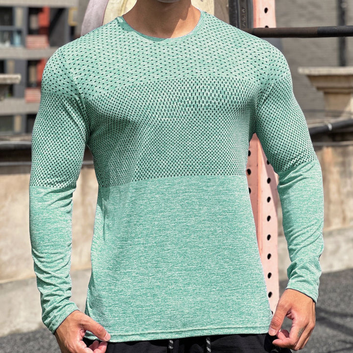 Herren Langarm-Trainingsshirt mit atmungsaktivem Netzdesign und feuchtigkeitstransportierender Technologie Echoarchiv