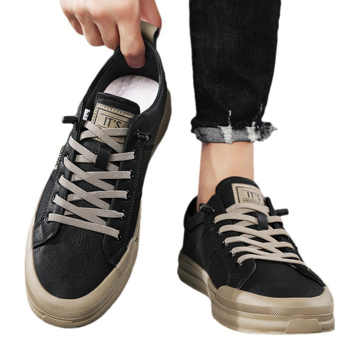Herren Lässige Leder-Sneaker mit gepolstertem Knöchelkragen und robuster Gummisohle Echoarchiv