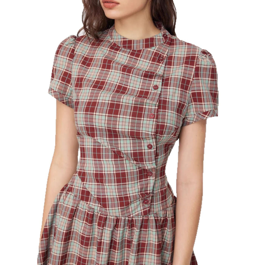 Damen Minikleid mit Knopfdetails und gerafftem Schnitt Echo Archiv