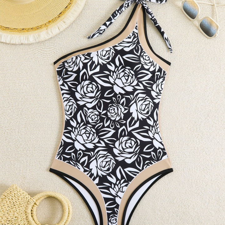 Damen Einteiler Badeanzug mit floralem Design und Halterneck Echo Archiv