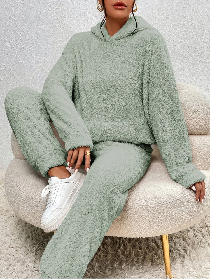 Damen Fleece-LoungewEchoarchivr-Set mit Kapuze und Taschen Echoarchiv