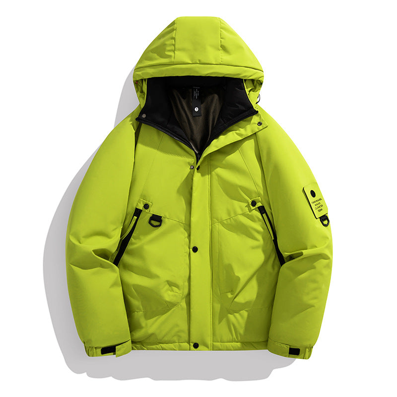 Herren Wattierte Outdoorjacke mit Kapuze, Multifunktionstaschen und winddichter Außenlage Echoarchiv