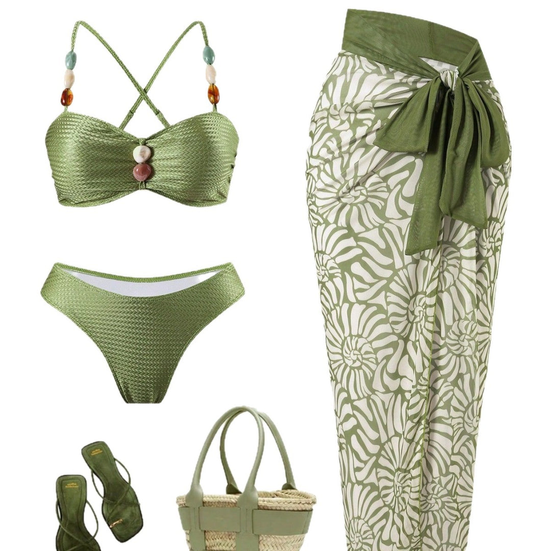 Damen Eleganter Beachwear mit floralem Überrock Echo Archiv