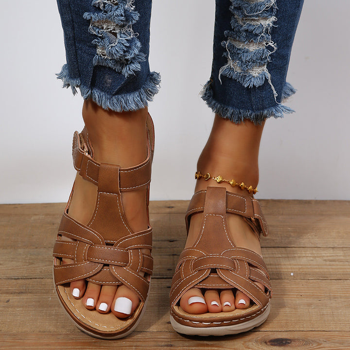 Damen Bequeme orthopädische Klett-Sandalen mit gepolsterter Plateau-Sohle – Sorelia