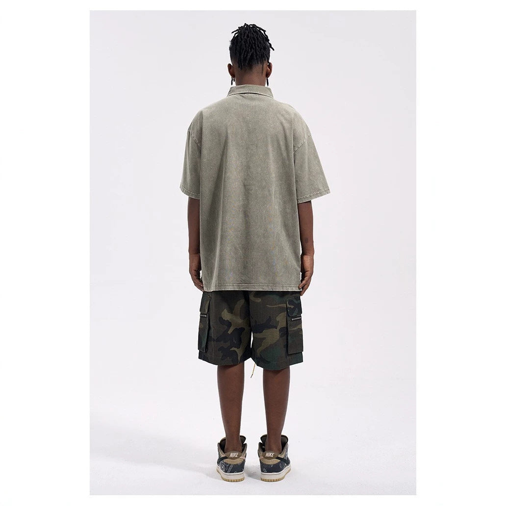 Herren nan Cargo-Shorts im Camouflage-Ripstop mit Elastikbund, Tunnelzug und Reißverschlusstaschen Echo Archiv