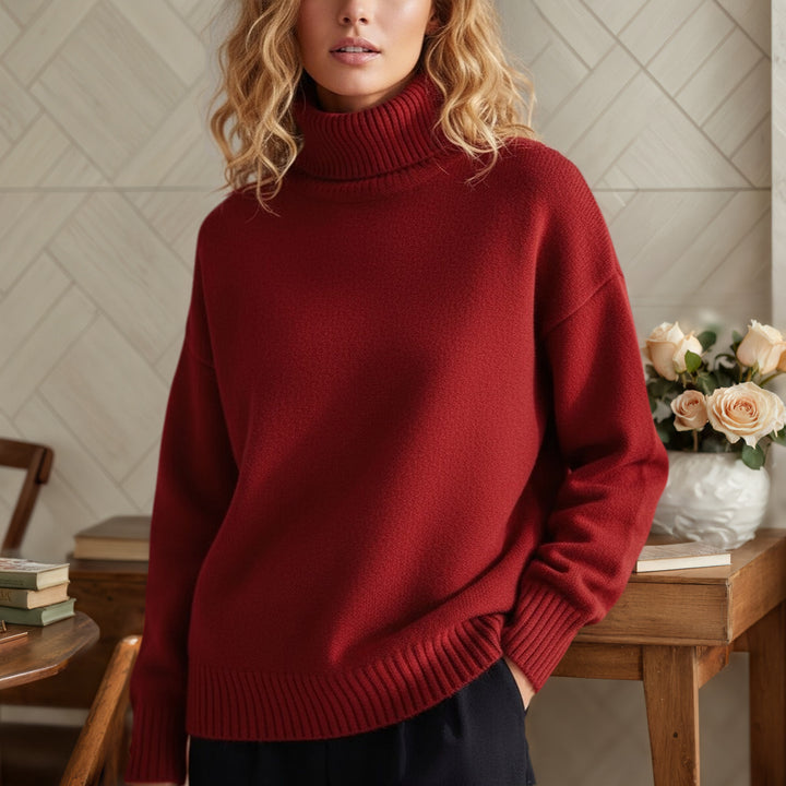 Damen nan Oversize Rollkragenpullover aus Feinstrick mit gerippten Bündchen Echo Archiv