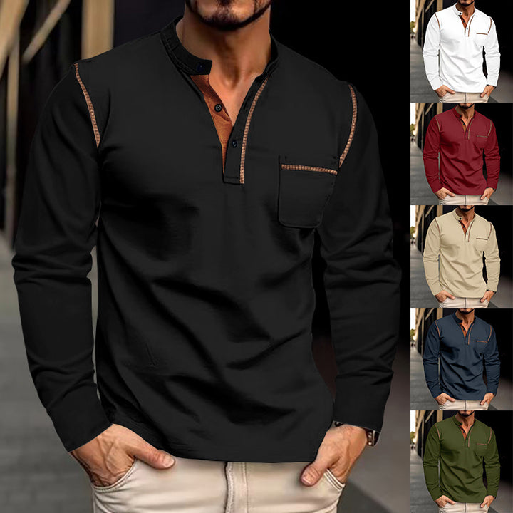 Herren Langarmshirt mit klassischem Henley-Ausschnitt Echoarchiv