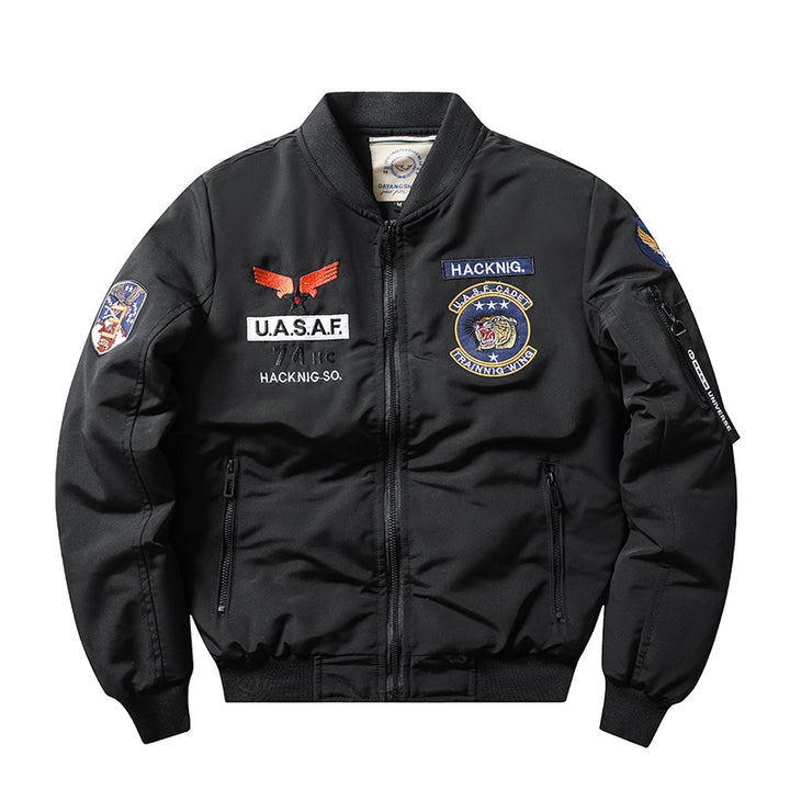 Herren  Insignia-bestickte leichte Pilot Bomberjacke mit Reißverschlussärmel Utility-Tasche Echo Archiv