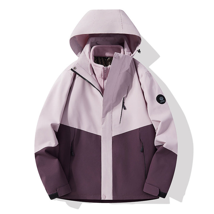Herren dreilagige atmungsaktive Softshell-Trekkingjacke mit integriertem Fleecekragen und verstellbarer Kapuze Echoarchiv