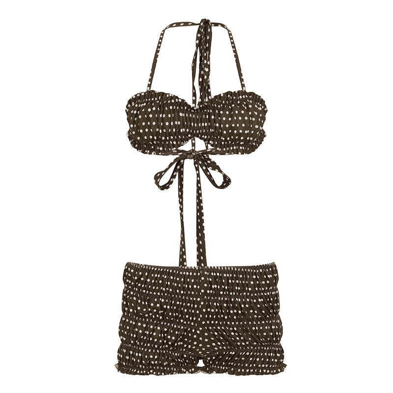 Damen Bandeau-Bikini Set mit Rüschung und verspieltem Punktdesign Echo Archiv