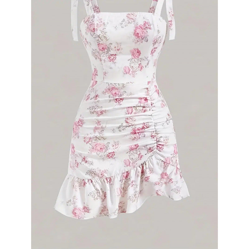 Damen Minikleid mit floralen Rüschendetails und taillierter Silhouette Echo Archiv
