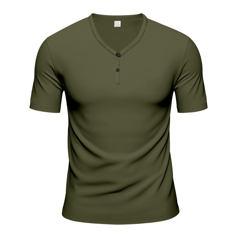 Herren Kurzarm Henley-T-Shirt mit atmungsaktiver Struktur Echoarchiv