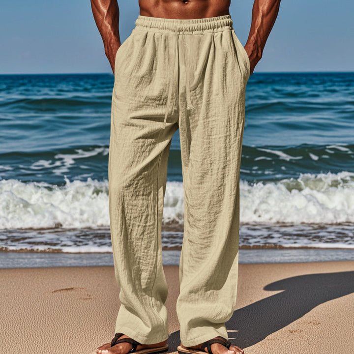 Herren lässige Strandhose mit elastischem Bund und seitlichen Eingrifftaschen Echoarchiv