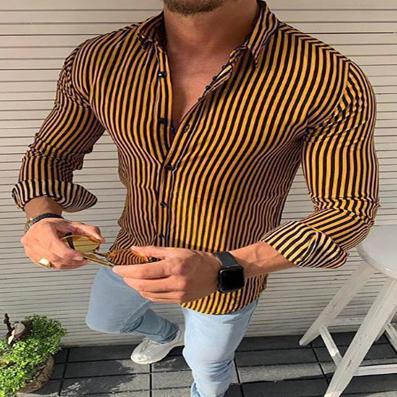 Herren Elegantes Langarmhemd mit Streifenmuster Echoarchiv