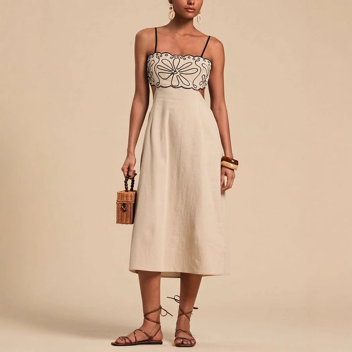 Damen luftiges Maxikleid mit floralem Oberteil Echo Archiv