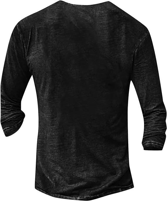 Herren Langarmshirt mit künstlerischem Grafikdruck und praktischem Knopfverschluss Echoarchiv