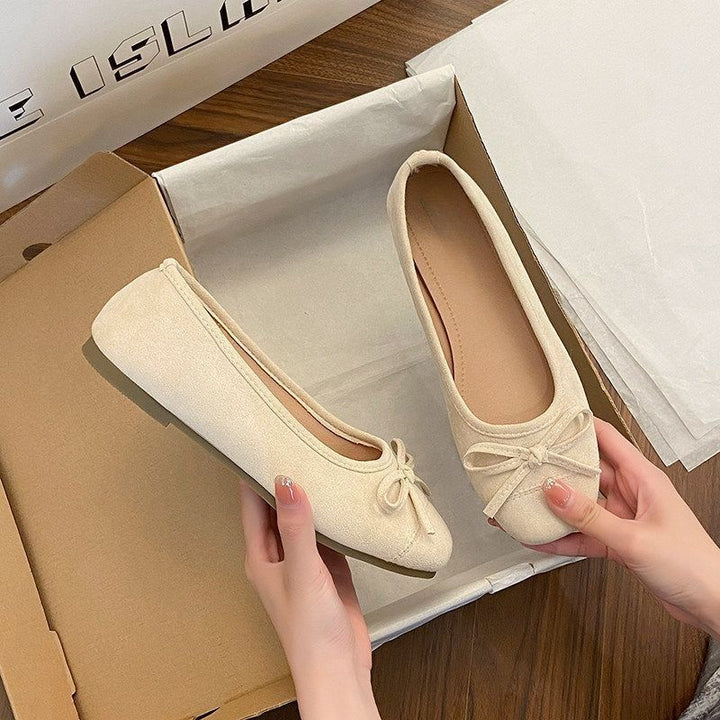 Damen Ballerina-Slipper mit quadratischer Zehenbox, weichem Komfortfußbett und Zierschleife Echo Archiv