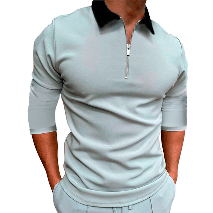 Herren sportlicher Pullover mit 1/4 Reißverschluss und kontrastierendem Kragen Echoarchiv