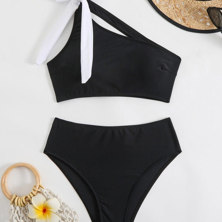 Damen Bikini-Set mit asymmetrischem Oberteil und hohem Taillenbund Echo Archiv