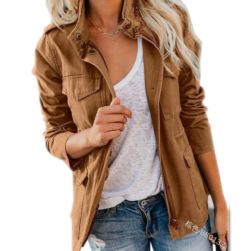 Damen Utility-Fieldjacke mit Stehkragen, aufgesetzten Taschen und Taillenzug Echo Archiv