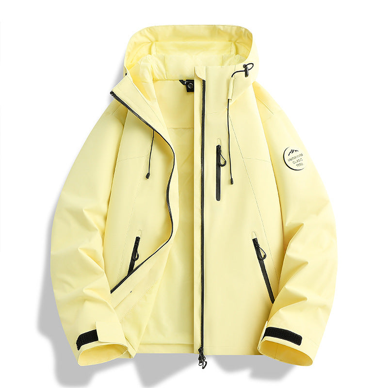 Damen Leichte wasserdichte Kapuzenjacke mit Teddy‑Charm und verdeckten Reißverschlusstaschen Echoarchiv