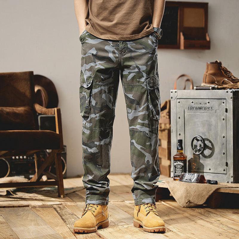 Herren Camouflage-Utility-Cargohose mit Mehrfachklappentaschen, Kniepaneelen und Kordelabschluss Echo Archiv