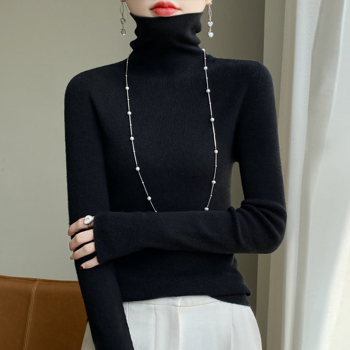 Damen Schmaler Rollkragen-Feinstrickpullover mit elastischer Rippenstruktur und minimalistischer Silhouette Echoarchiv