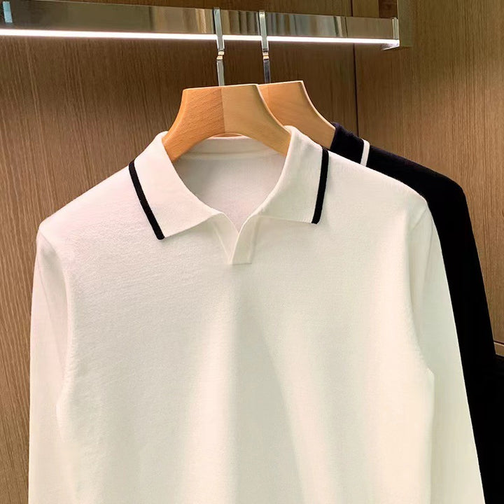 Herren Elegantes Langarm Poloshirt Echo Archiv