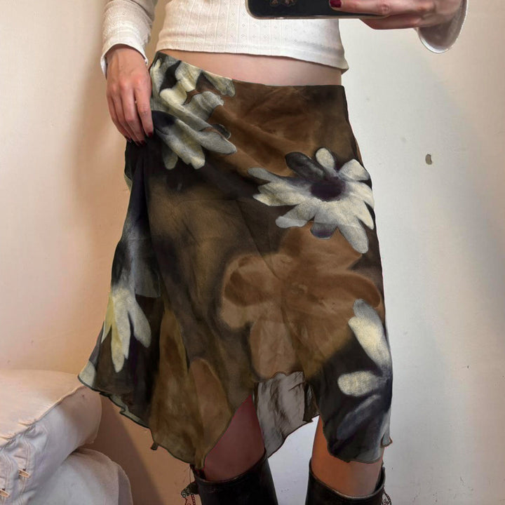 Damen Midi-Rock mit floralem Chiffon-Design Echo Archiv