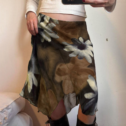 Damen Midi-Rock mit floralem Chiffon-Design Echo Archiv