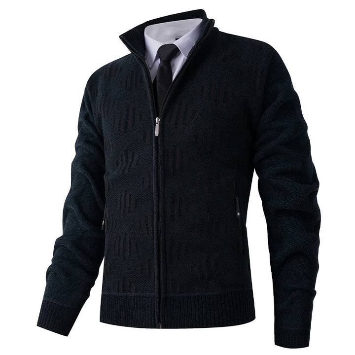 Herren Strickjacke mit modernem Reißverschluss und strukturiertem Design Echoarchiv