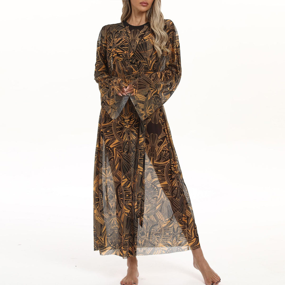 Damen Transparenter Strandkimono mit floralen Mustern Echo Archiv