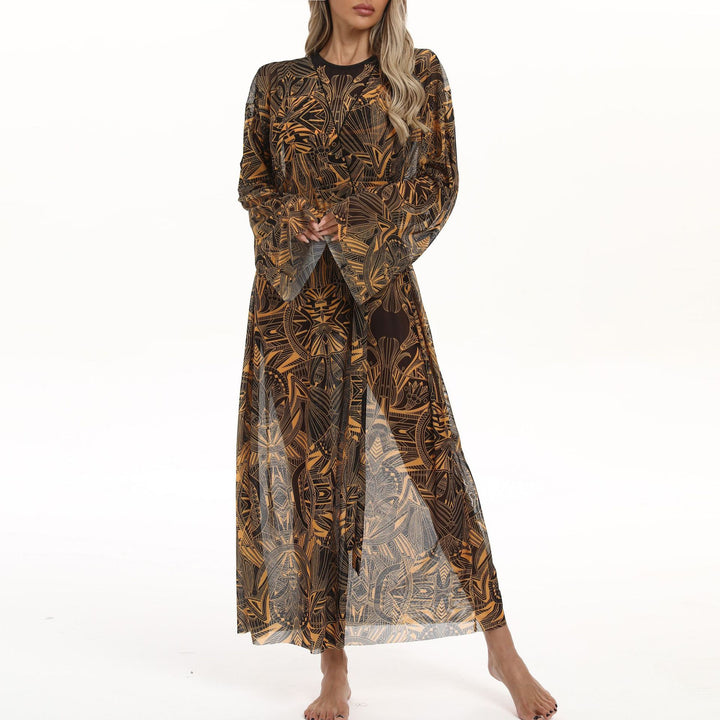 Damen Transparenter Strandkimono mit floralen Mustern Echo Archiv