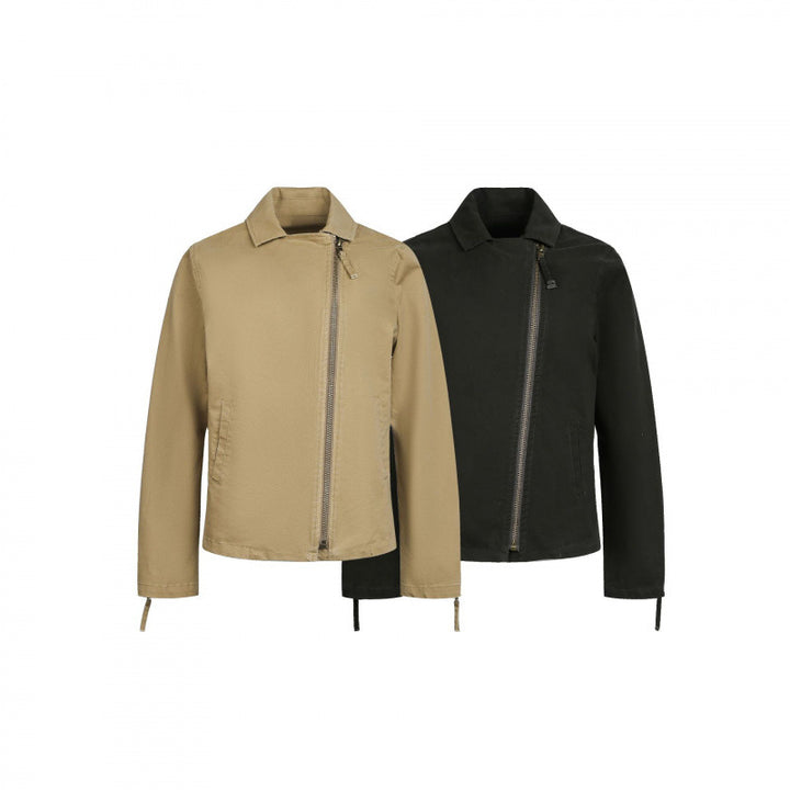 Herren Asymmetrische Bikerjacke mit diagonalem Metallreißverschluss Echo Archiv