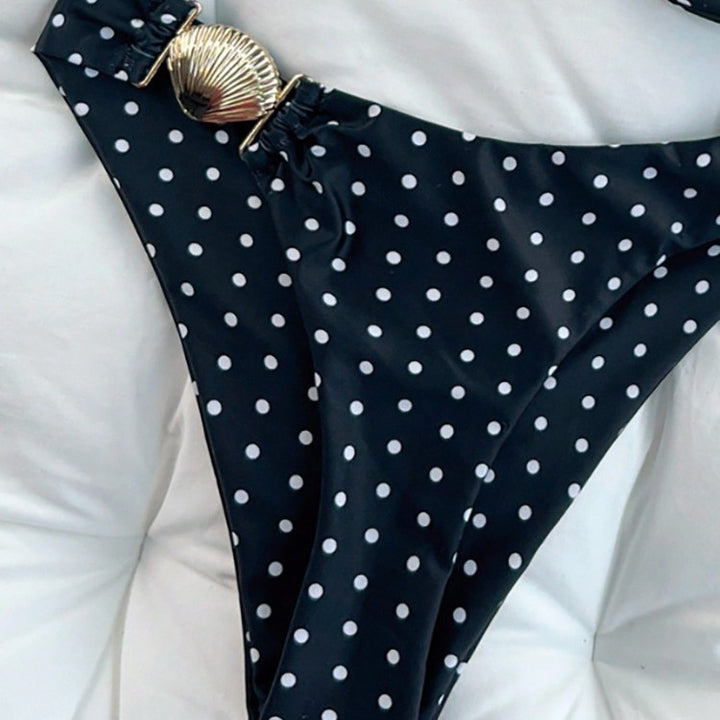 Damen Polka Dot Bikini mit dekorativen Muschel-Details Echo Archiv