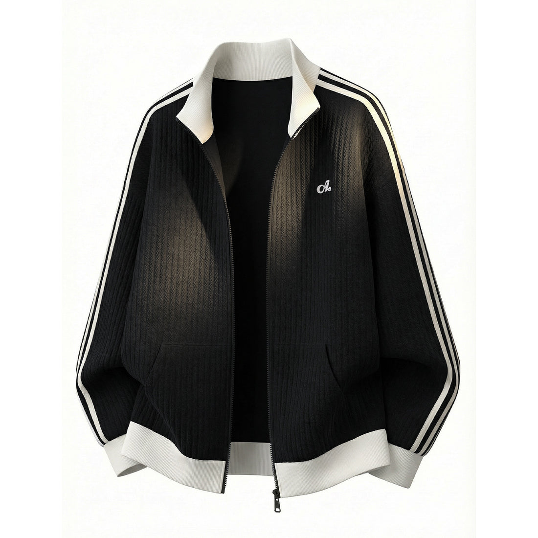 Unisex Oversize Stepp-Trainingsjacke mit Stehkragen und Kontraststreifen Echo Archiv