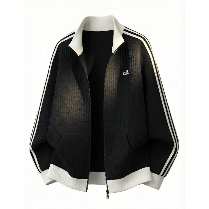 Unisex Oversize Stepp-Trainingsjacke mit Stehkragen und Kontraststreifen Echo Archiv