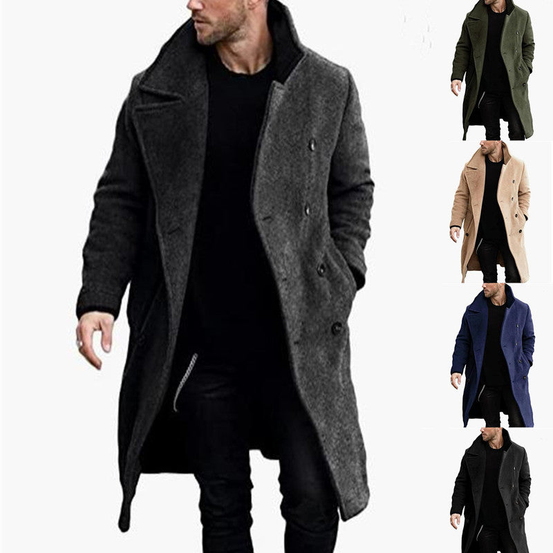Herren trendiger Wollmantel mit strukturierter Oberfläche und praktischen Taschen Echoarchiv