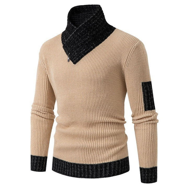 Herren Pullover mit modernem asymmetrischem Kragen und strukturiertem Design Echoarchiv