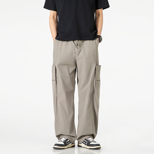 Herren Weite Nylon-Cargo-Hose im Utility-Stil mit seitlichen Klappentaschen Echo Archiv