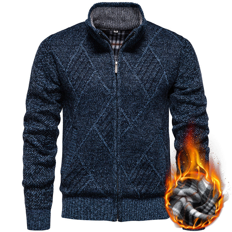 Herren modischer Strickjacke mit Stehkragen und einzigartigem Zopfdesign Echoarchiv