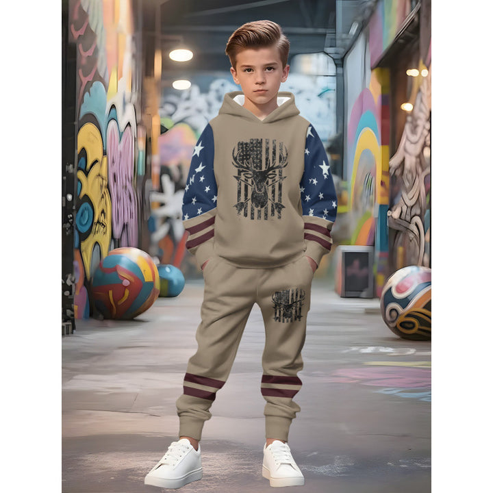 Unisex nan Kinder Jogginganzug mit Kapuzenpullover und detailreichem Auto-Print Echo Archiv